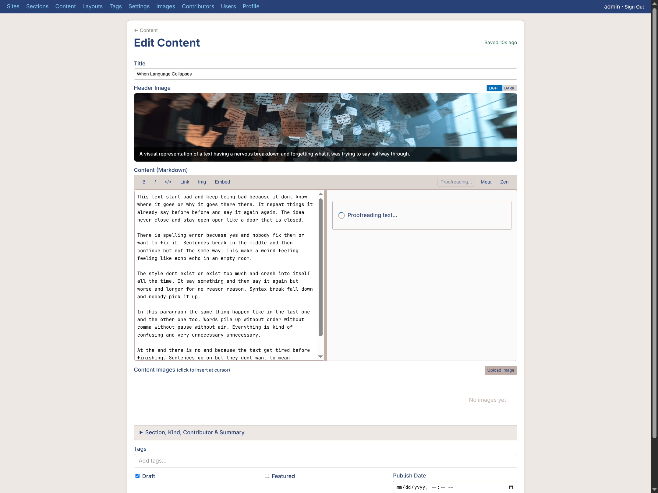 Proofreading in progress
