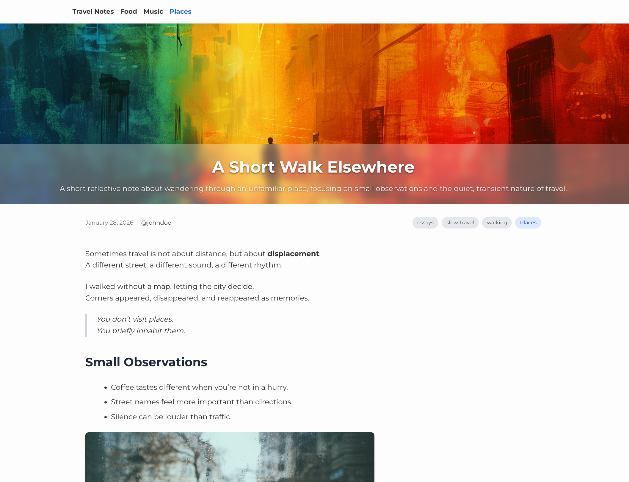 A Short Walk Elsewhere