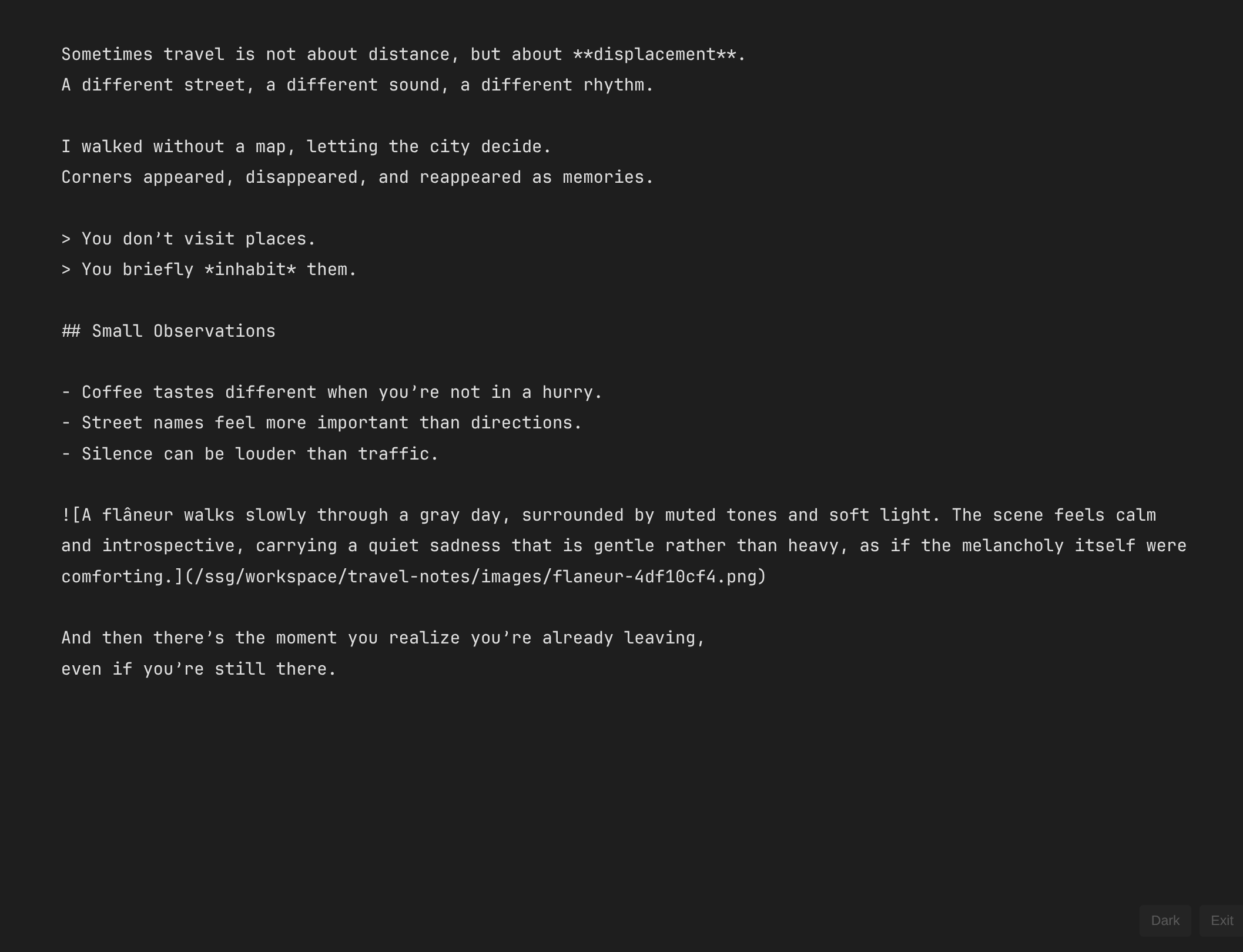 Zen Mode with Dark Theme